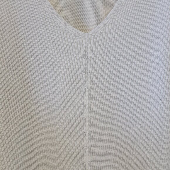 Athleta Sweater Hanover Refined V Neck Merino Wool Blend Small Bone Jumper SZ S - Picture 5 of 12